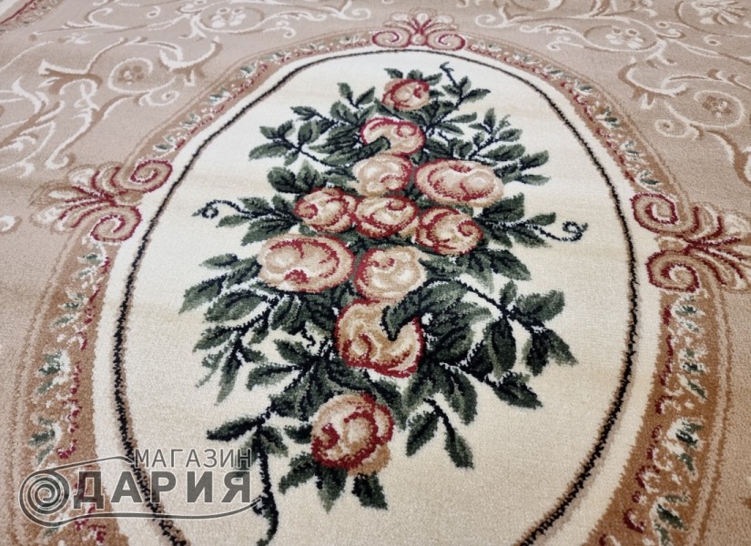 Тъкан персийски килим Blue stones 5261_beige елипса